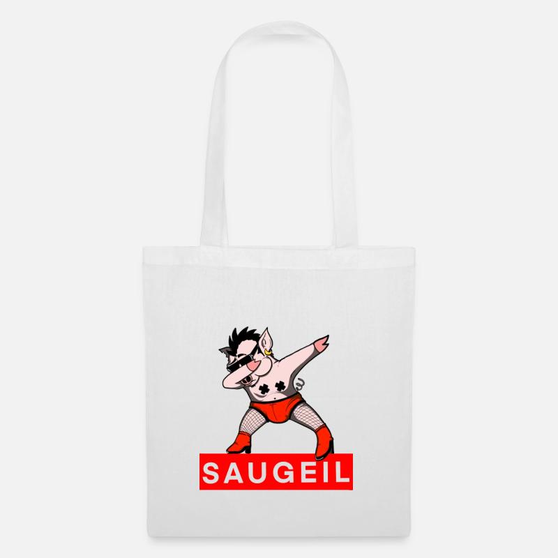 Schwein DAB Saugeil - Stoffbeutel - Weiß
