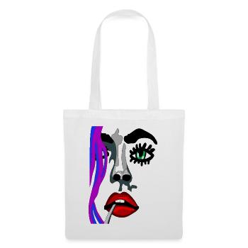 Eye open with red lips - fhscribble face - Tote Bag - white - Front