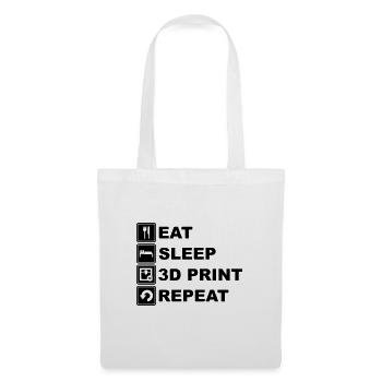 Manger, dormir, imprimer en 3D, répéter, imprimer en 3D, imprimer - Sac en tissu - blanc - Devant