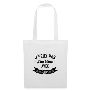 J'peux pas j'ai bêtise avec papy - Sac en tissu - blanc - Devant