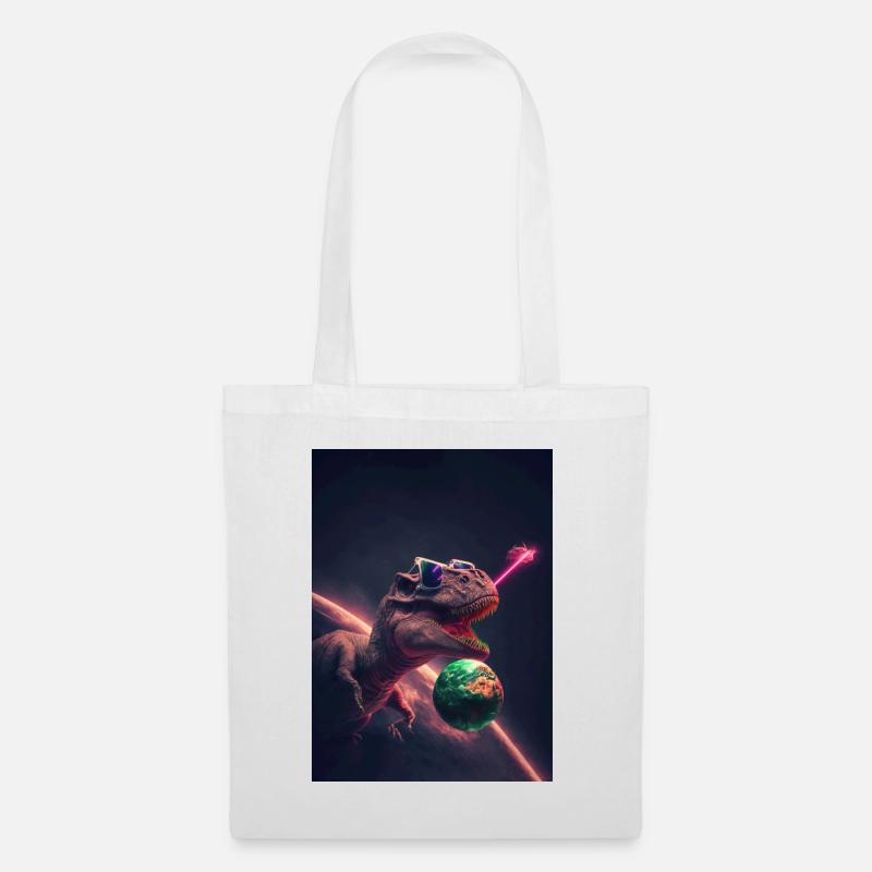 Dinosaure dans l'espace - Sac en tissu - blanc