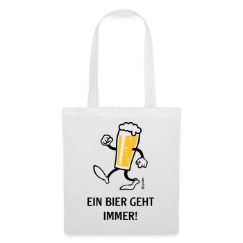 XEin Bier Geht Immer! (Bierchen / Cartoon Lustig) - Stoffbeutel - Weiß - Vorne
