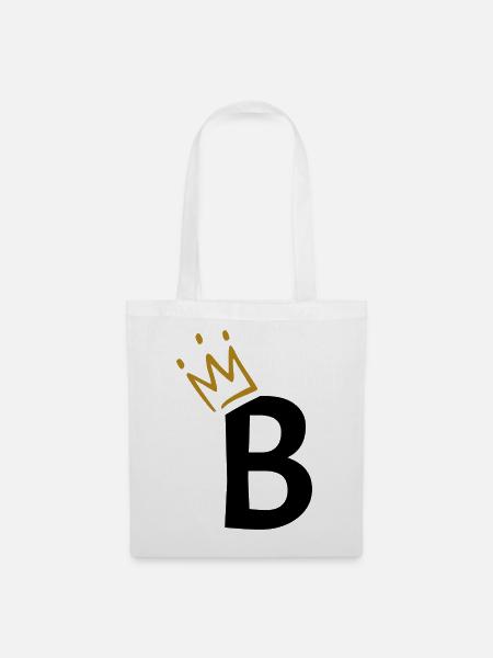 Buchstabe B - Anfangsbuchstabe B - Stoffbeutel - Weiß