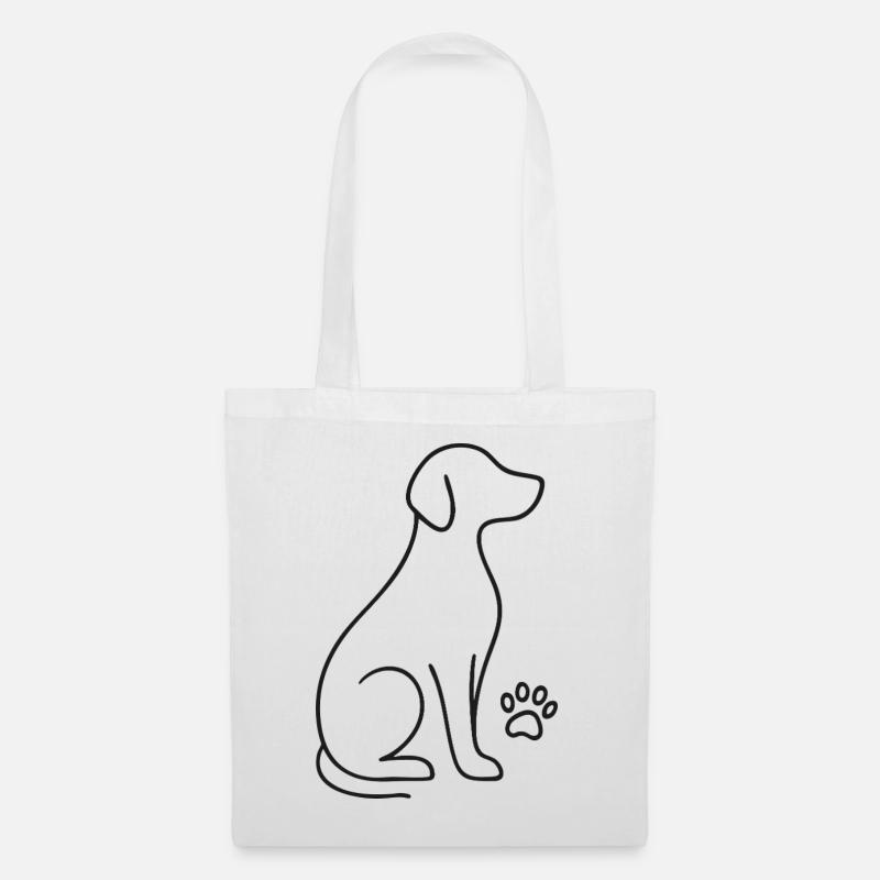 Minimalistisches Hund Design – Line Art Pfote - Stoffbeutel - Weiß