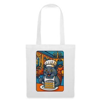 Kulinarische Katzenkoch-Illustration, Liebeskatzen kochen - Stoffbeutel - Weiß - Vorne
