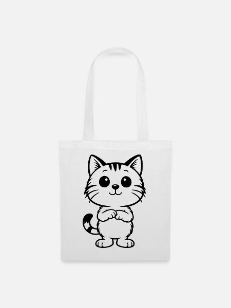 Niedliche Katze getigert - Stoffbeutel - Weiß