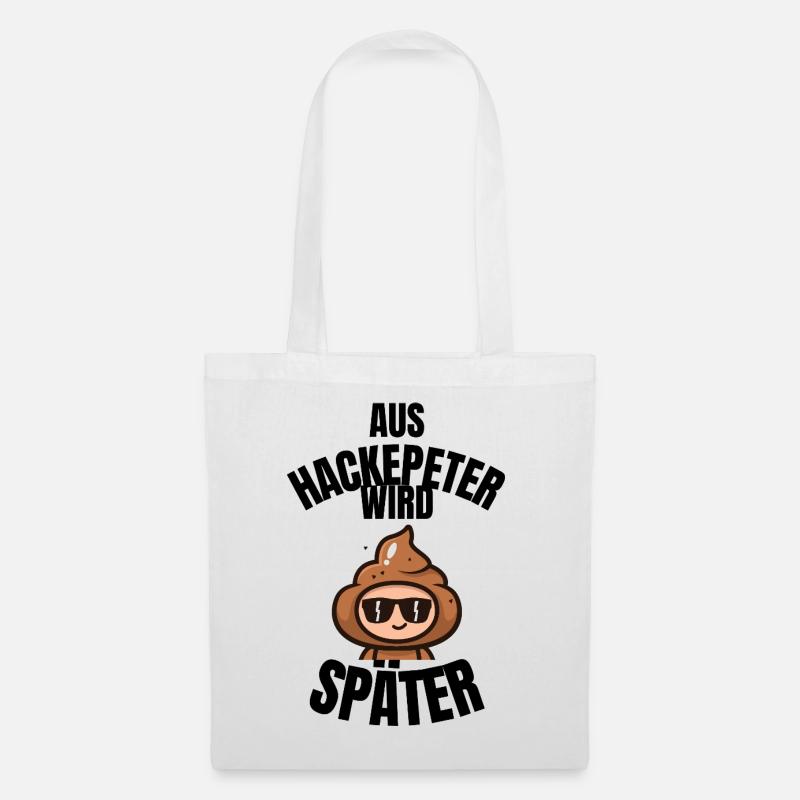 Hackepeter wird später – Fun Cartoon - Stoffbeutel - Weiß