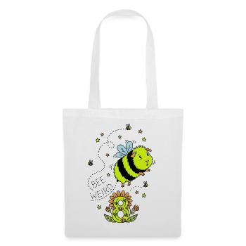 Bee Weird 8. Geburtstag Meerschweinchen Biene - Stoffbeutel - Weiß - Vorne
