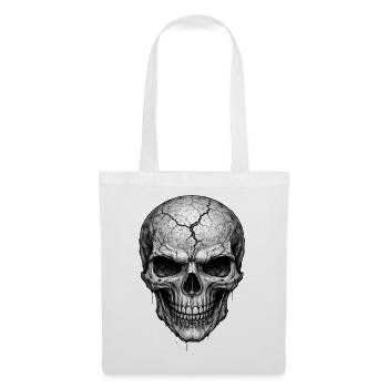 Cracked Skull Gothic Horror-Grafik - Stoffbeutel - Weiß - Vorne