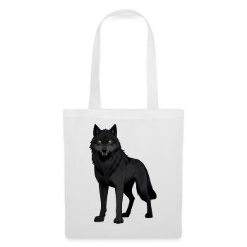 Loup noir aux yeux jaunes - Sac en tissu - blanc - Devant