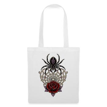 Black Widow Spiderweb Heart Rose - Tote Bag - white - Front