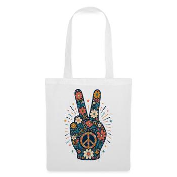 Floral Peace Sign Floral Style - Tote Bag - white - Front