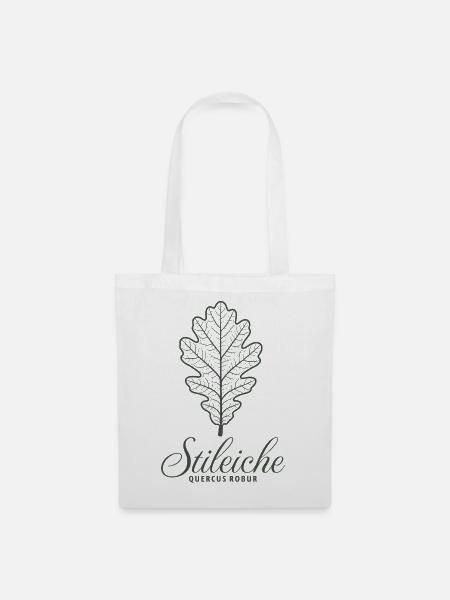 Stileiche | Eichenblatt Illustration | Baum - Stoffbeutel - Weiß