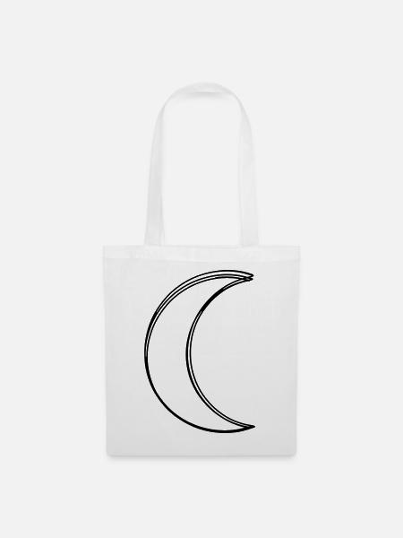 Mond handgezeichnet - Stoffbeutel - Weiß