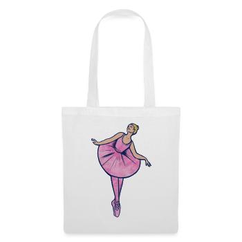 Pinke Ballerina in Tutu - Stoffbeutel - Weiß - Vorne
