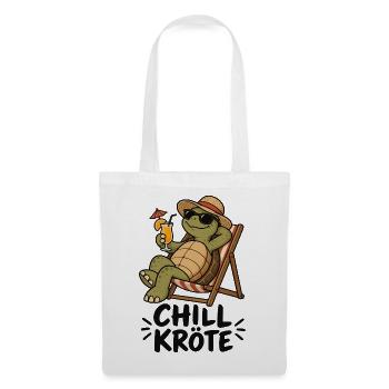 Chill-Kröte – Schildkröte im Liegestuhl - Stoffbeutel - Weiß - Vorne