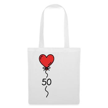 50 Geburtstag Herz Luftballon Damen T-Shirt - Stoffbeutel - Weiß - Vorne