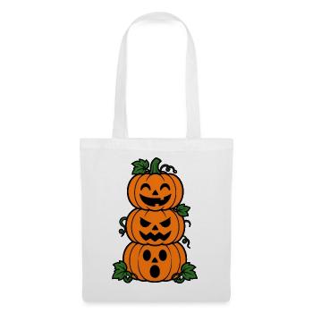 Halloween Kürbisse Gestapelt Gruselig Shirt - Stoffbeutel - Weiß - Vorne