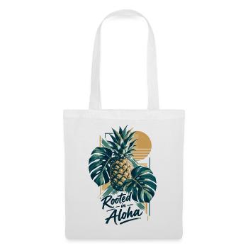 Minimalistische Monstera & Ananas: Aloha Vibe - Stoffbeutel - Weiß - Vorne