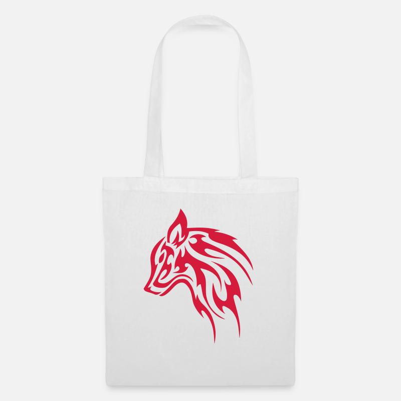 Tribal Wolf-Kopf 1c - Stoffbeutel - Weiß