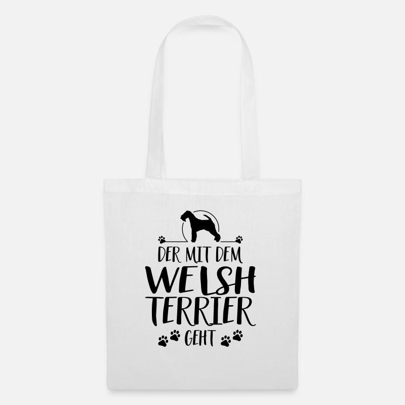 DER MIT WELSH TERRIER GEHT Hundespruch Wilsigns - Stoffbeutel - Weiß