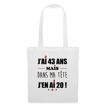 Pas 43 ans anniversaire, cadeau d'anniversaire - Sac en tissu - blanc - Devant