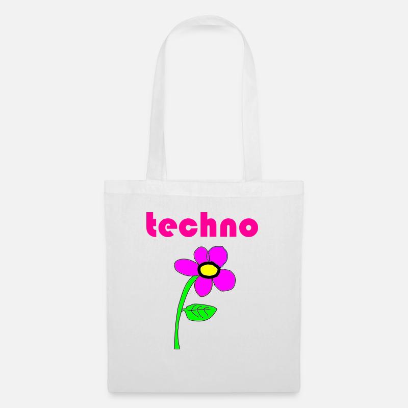 techno blume - Stoffbeutel - Weiß