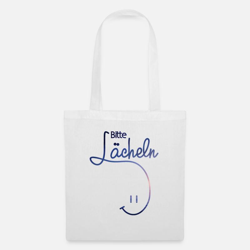 lachen laecheln Geschenk Geschenkidee bitte Smiley - Stoffbeutel - Weiß