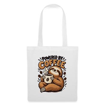 Powered by Coffee Faultier – Lustiges Kaffee Desig - Stoffbeutel - Weiß - Vorne