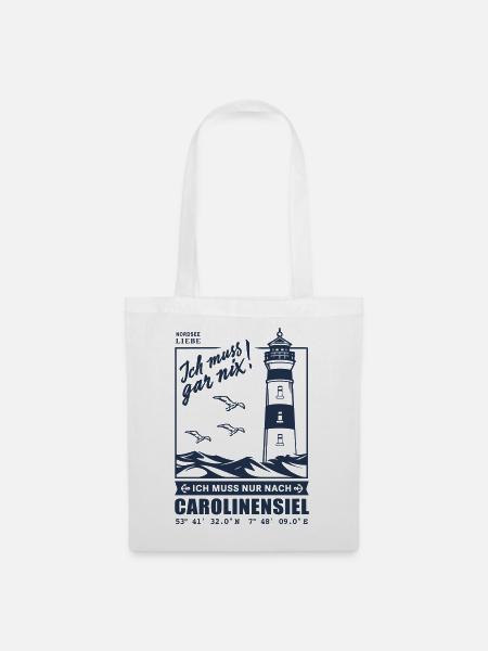 Carolinensiel Urlaub Nordsee Hafen Leuchtturm - Stoffbeutel - Weiß