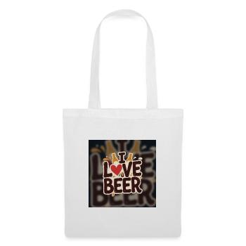 Ich liebe Bier Herz-Logo - Stoffbeutel - Weiß - Vorne