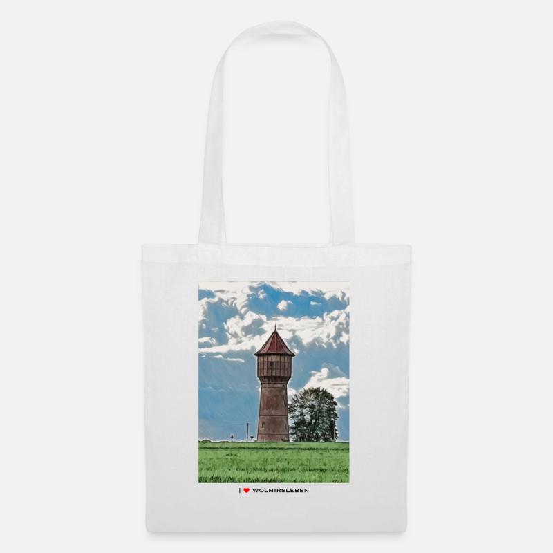 Wasserturm heller Stoff - Stoffbeutel - Weiß