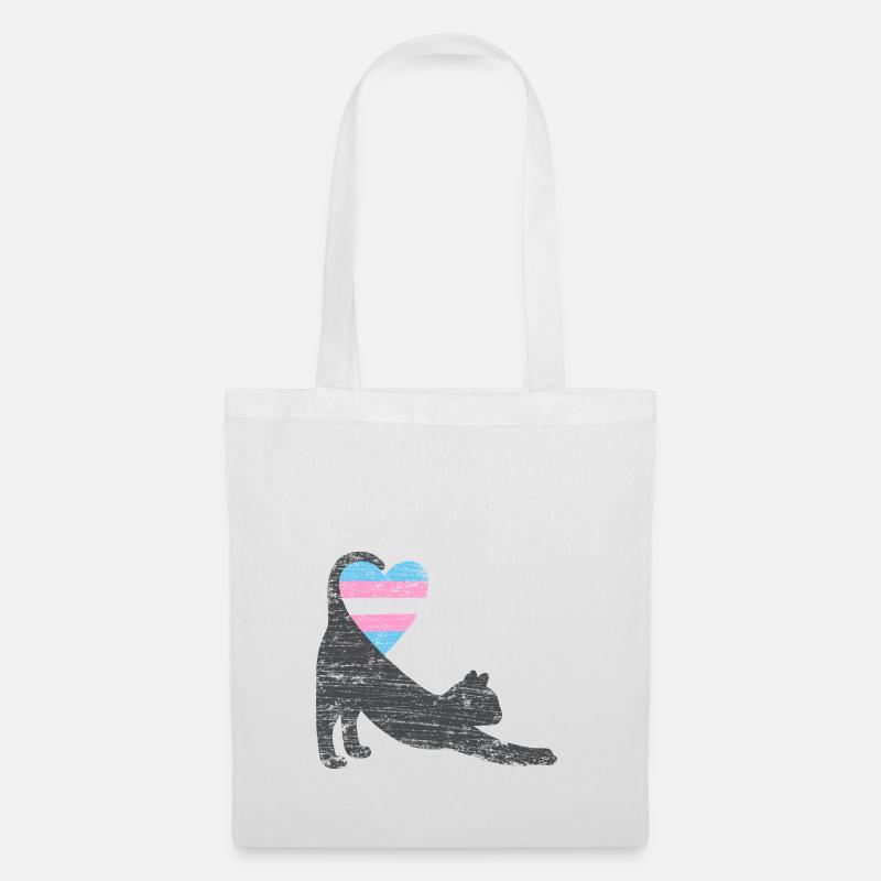 trans flag cat I - Stoffbeutel - Weiß
