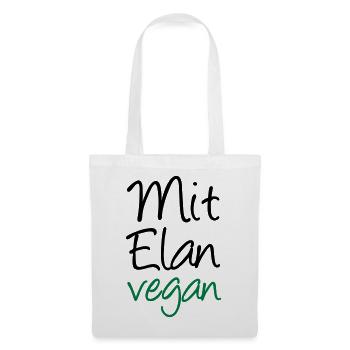 Mit Elan vegan Veganer, Geschenk, Spruch, Fun - Stoffbeutel - Weiß - Vorne