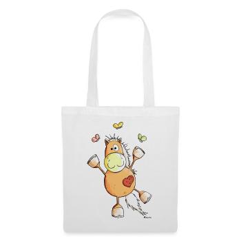 Cheval avec des papillons - Sac en tissu - blanc - Devant