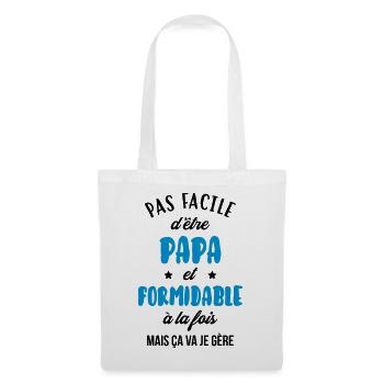 Papa - Fête des Pères - Anniversaire - Bébé - Sac en tissu - blanc - Devant