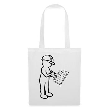 Male with helmet and checklist at construction site - Tote Bag - white - Front