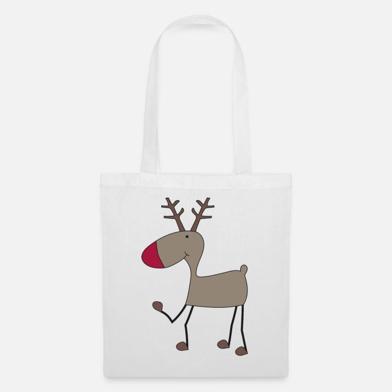 Lustiger Elch zu Weihnachten - Stoffbeutel - Weiß