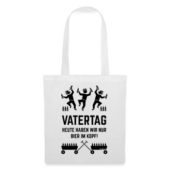 Vatertag – Bier Im Kopf (2 Bollerwagen / Black) - Stoffbeutel - Weiß - Vorne