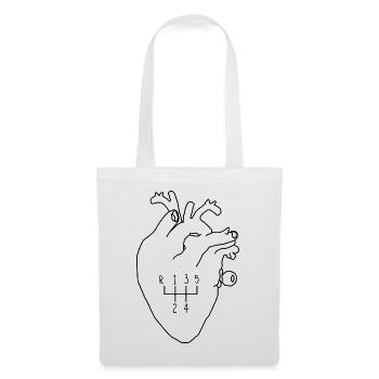 Pilote de changement de vitesse en forme de cœur - Sac en tissu - blanc - Devant