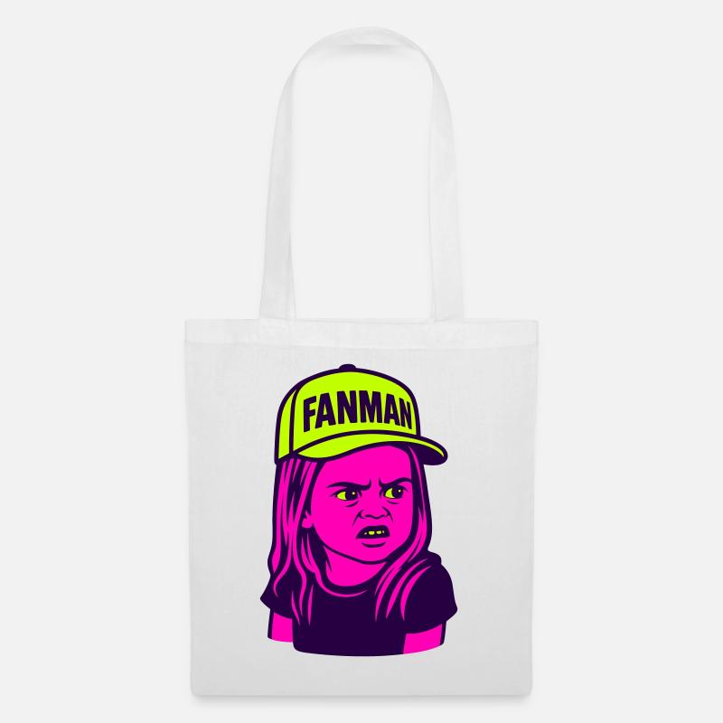 FANMAN Pop-Art-Mädchen mit Cap - Stoffbeutel - Weiß
