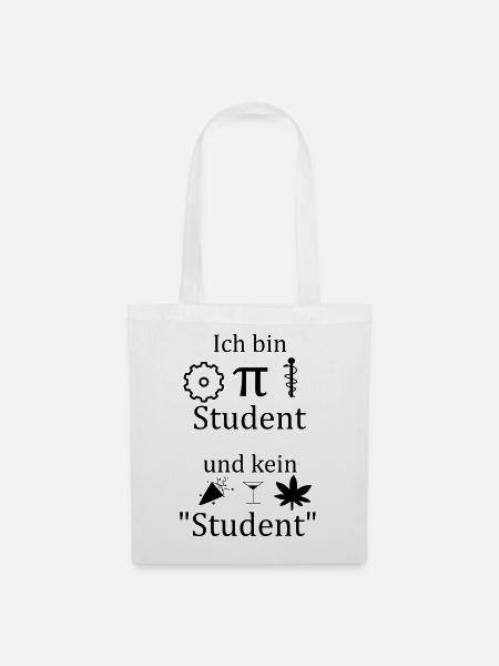 Unispruch "Ich bin MINT Student" Studenten - Stoffbeutel - Weiß