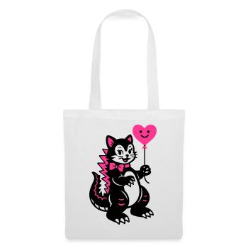 Chat Monstre Rose - Sac en tissu - blanc - Devant