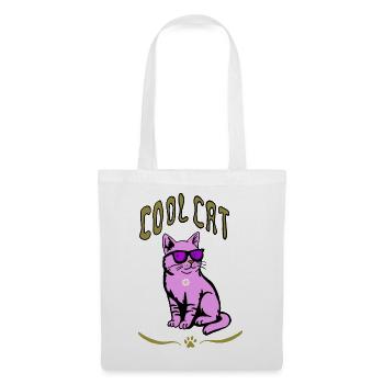 Pink Katze Sonnenbrille Stil - Stoffbeutel - Weiß - Vorne