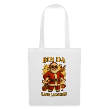 Bin Da Kann Losgehen – Weihnachtsmann - Stoffbeutel - Weiß - Vorne
