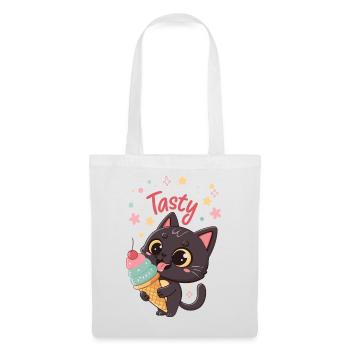 Chat gourmand et crème glacée - Tote Bag - white - Front