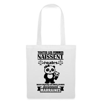 Marraine Cadeau Femme Panda Bébé - Sac en tissu - blanc - Devant