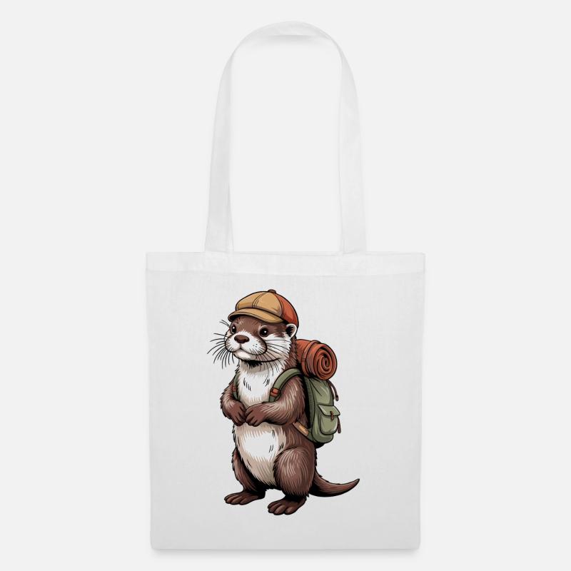 Otter Wanderer mit Rucksack - Stoffbeutel - Weiß