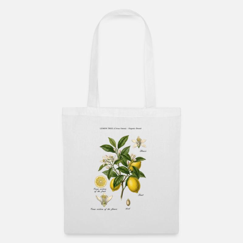 Lemon Tree Vintage Botanischer Ast - Stoffbeutel - Weiß