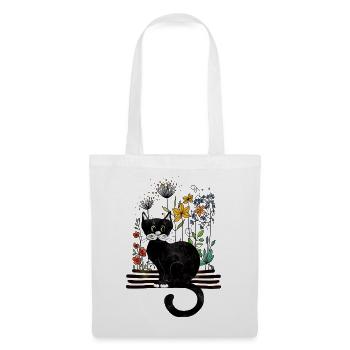 chat - Sac en tissu - blanc - Devant